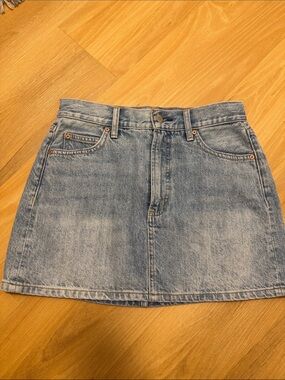 Denim Forum Light Blue Washed Denim Mini Skirt